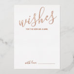 Invitación Con Relieve Metalizado Consejos y deseos de Rosa de oro para Bodas de esc<br><div class="desc">Añada un toque personal a su boda con un consejo moderno de boda de guiones y una tarjeta de deseos. Esta tarjeta de consejo cuenta con el título en Relieve metalizado oro rosa real caligrafía moderna estilo tipo de letra y detalles en el Relieve metalizado oro real rosa sans serif...</div>