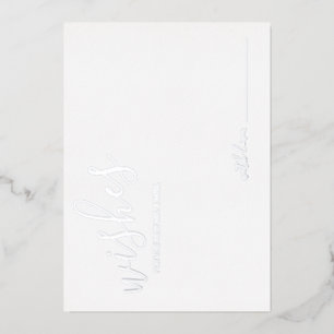 Invitación Con Relieve Metalizado Consejos y deseos plateados del Boda de guiones mo