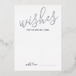 Invitación Con Relieve Metalizado Consejos y deseos plateados del Boda de guiones mo<br><div class="desc">Añada un toque personal a su boda con un consejo moderno de boda de guiones y una tarjeta de deseos. Esta tarjeta de consejo presenta el título en Relieve metalizado plateado real estilo moderno de caligrafía y detalles en Relieve metalizado plateado real sans serif moderno estilo de letra serif sobre...</div>