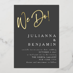 Invitación Con Relieve Metalizado Contemporáneo hacemos elegante boda negro oro