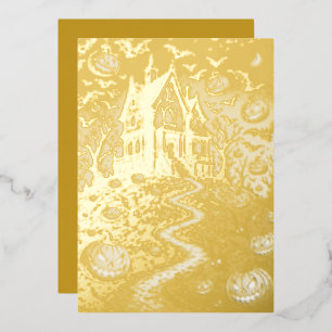Invitación Con Relieve Metalizado Cool Retro Halloween 