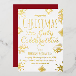 Invitación Con Relieve Metalizado Copo de nieve rojo prensado de Navidad en julio 