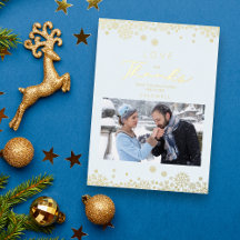 Copos de nieve primer feliz Navidad efecto dorado