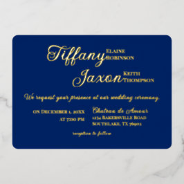 Invitación Con Relieve Metalizado Coprotagonizada Boda Azul Real Real