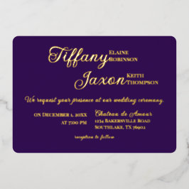 Invitación Con Relieve Metalizado Coprotagonizada por Real Boda de Morado Real