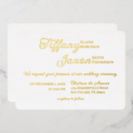 Invitación Con Relieve Metalizado Coprotagonizada por White Wedding Real