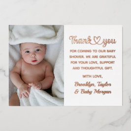 Invitación Con Relieve Metalizado Cora agradecimiento corazón foto personalizada bab
