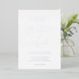 Invitación Con Relieve Metalizado Corazón dibujado a mano | Boda de texto de Relieve