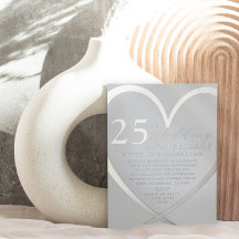 Corazón elegante plateado 25 aniversario de bodas 