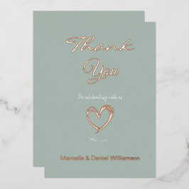 Invitación Con Relieve Metalizado Corazón moderno minimalista y agradecimiento con l