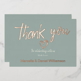 Invitación Con Relieve Metalizado Corazón moderno minimalista y agradecimiento de bo