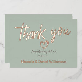 Invitación Con Relieve Metalizado Corazón moderno minimalista y agradecimiento de bo