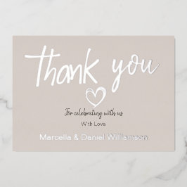 Invitación Con Relieve Metalizado Corazón moderno minimalista y boda de escritura 