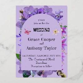 Invitación Con Relieve Metalizado Corazón morado