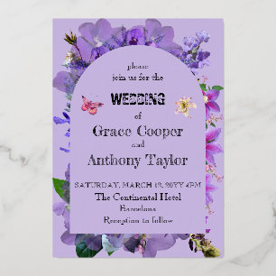 Invitación Con Relieve Metalizado Corazón morado