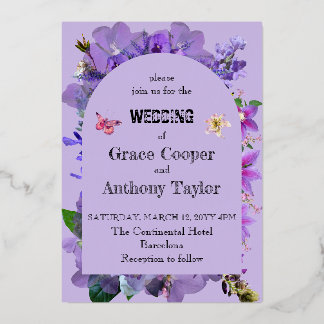 Invitación Con Relieve Metalizado Corazón morado