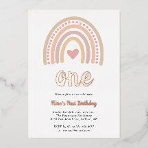 Corazón Niña Boho Arcoíris Primera Cumpleaños Rosa