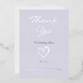 Invitación Con Relieve Metalizado Corazón y letra moderna minimalista Gracias
