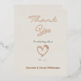 Invitación Con Relieve Metalizado Corazón y letra modernos minimalistas, gracias