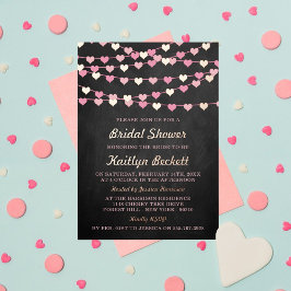 Invitación Con Relieve Metalizado Corazones de Amor de Cuerda Colgantes Boda Real