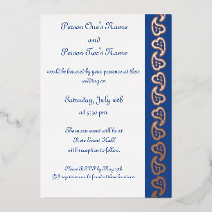 Invitación Con Relieve Metalizado Corazones paisley dulces en invitación al Relieve 