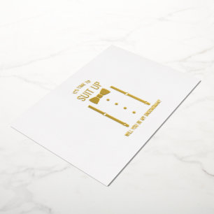 Invitación Con Relieve Metalizado Corbata de lazo dorada propuesta personalizada par