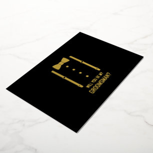 Invitación Con Relieve Metalizado Corbata de lazo dorada Propuesta personalizada par