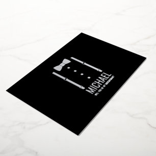 Invitación Con Relieve Metalizado Corbata de lazo plateada Propuesta personalizada p