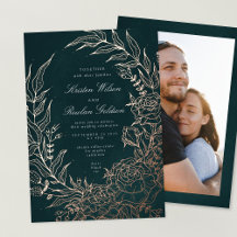Corona de flores de oro rosa esmeralda boda foto