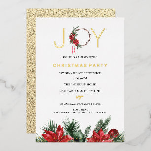 Invitación Con Relieve Metalizado Corona de follaje de alegría de la fiesta de Navid