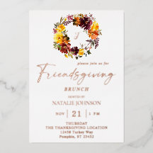 Corona de Friendsgiving floral naranja y amarillo