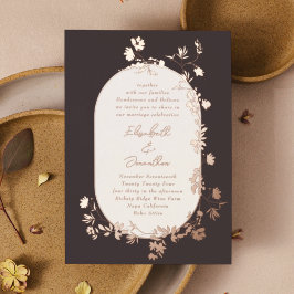 Invitación Con Relieve Metalizado Corona de Medianoche Elegante Luz Marco Floral Ros