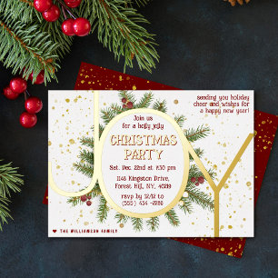 Invitación Con Relieve Metalizado Corona de ramas de pino Trendy Joy Navidad