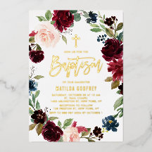 Corona floral de acuarela boho borgoña Bautizo