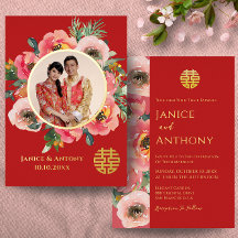 Corona floral moderna pareja foto de boda china
