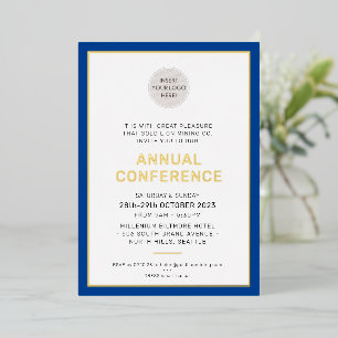 Invitación Con Relieve Metalizado CORPORACIÓN NEGOCIO evento moderno simple azul rea