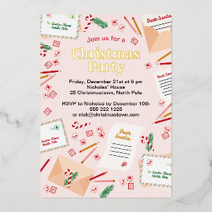 Invitación Con Relieve Metalizado Correo y cartas de Navidad a Santa Claus - Feliz N