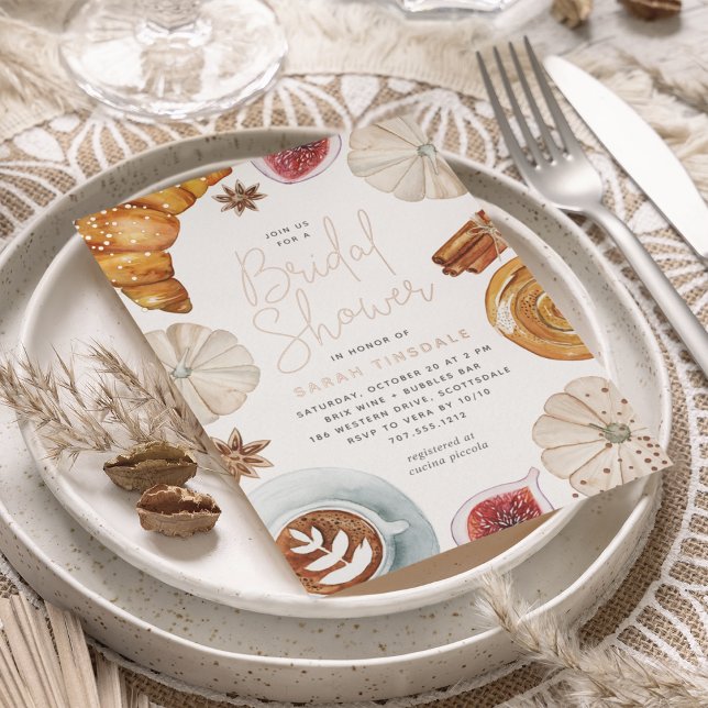 Invitación Con Relieve Metalizado Cosy Fall Bridal Shower Brunch Rosa Gold (Subido por el creador)