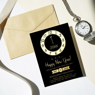 Invitación Con Relieve Metalizado Countdown To Midnight New Years Eve Party Real