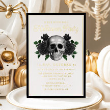 Cráneo Floral Gótico Halloween Oro