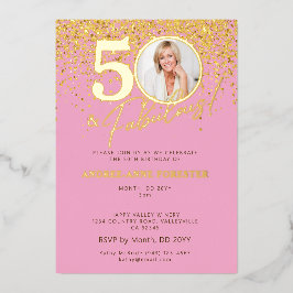 Invitación Con Relieve Metalizado Crea tu propia foto de cumpleaños de hito fabuloso