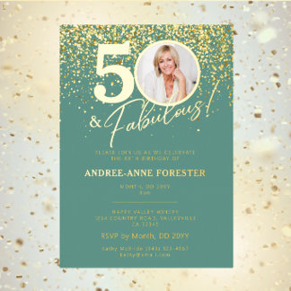 Invitación Con Relieve Metalizado Crea tu propia foto de cumpleaños fabuloso 