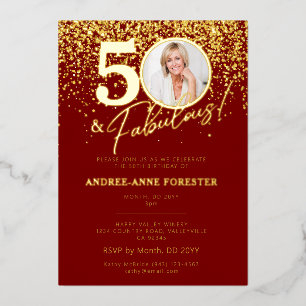 Invitación Con Relieve Metalizado Crea tu propia foto de cumpleaños fabuloso para un