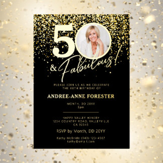 Invitación Con Relieve Metalizado Crea tu propia foto de cumpleaños fabuloso para un