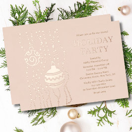 Invitación Con Relieve Metalizado Cream Elegant Navidades Fiesta vacaciones corporat