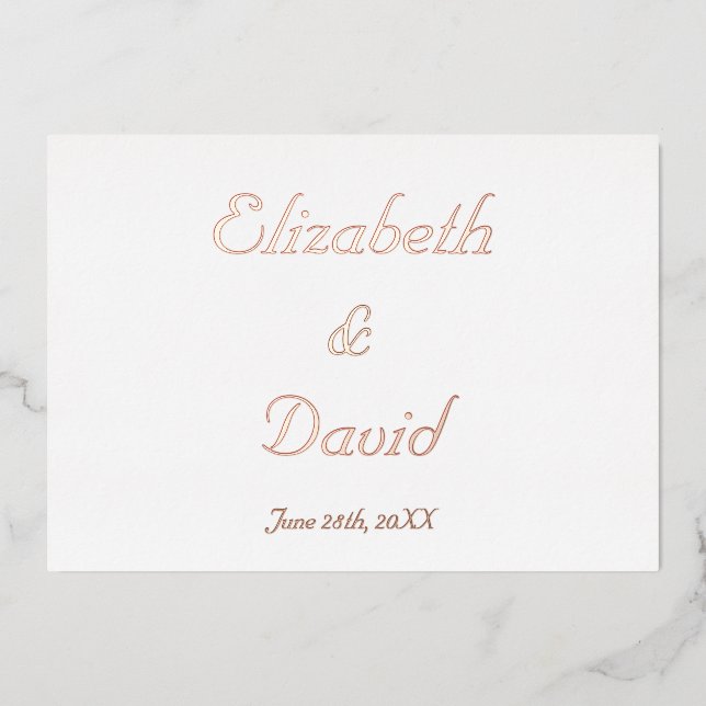 Invitación Con Relieve Metalizado Crear Personalizado elegante Boda RSVP Rosa Gold (Anverso)