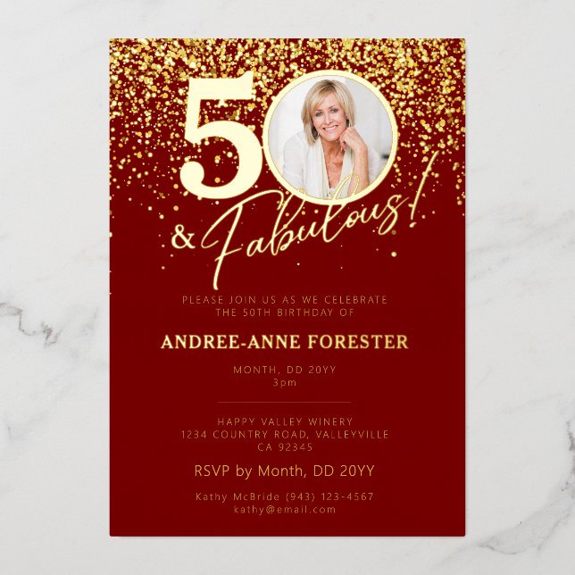 Invitación Con Relieve Metalizado Create Your Own Fabulous Milestone Birthday Photo (Anverso)