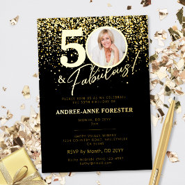 Invitación Con Relieve Metalizado Create Your Own Fabulous Milestone Birthday Photo
