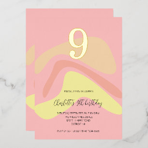 Invitación Con Relieve Metalizado Crema amarilla rosada de verano personalizada
