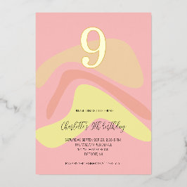 Invitación Con Relieve Metalizado Crema amarilla rosada de verano personalizada